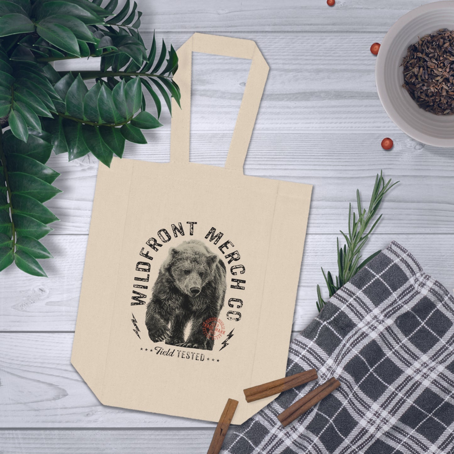 WildFront Merch Bear Double Wine Tote Bag