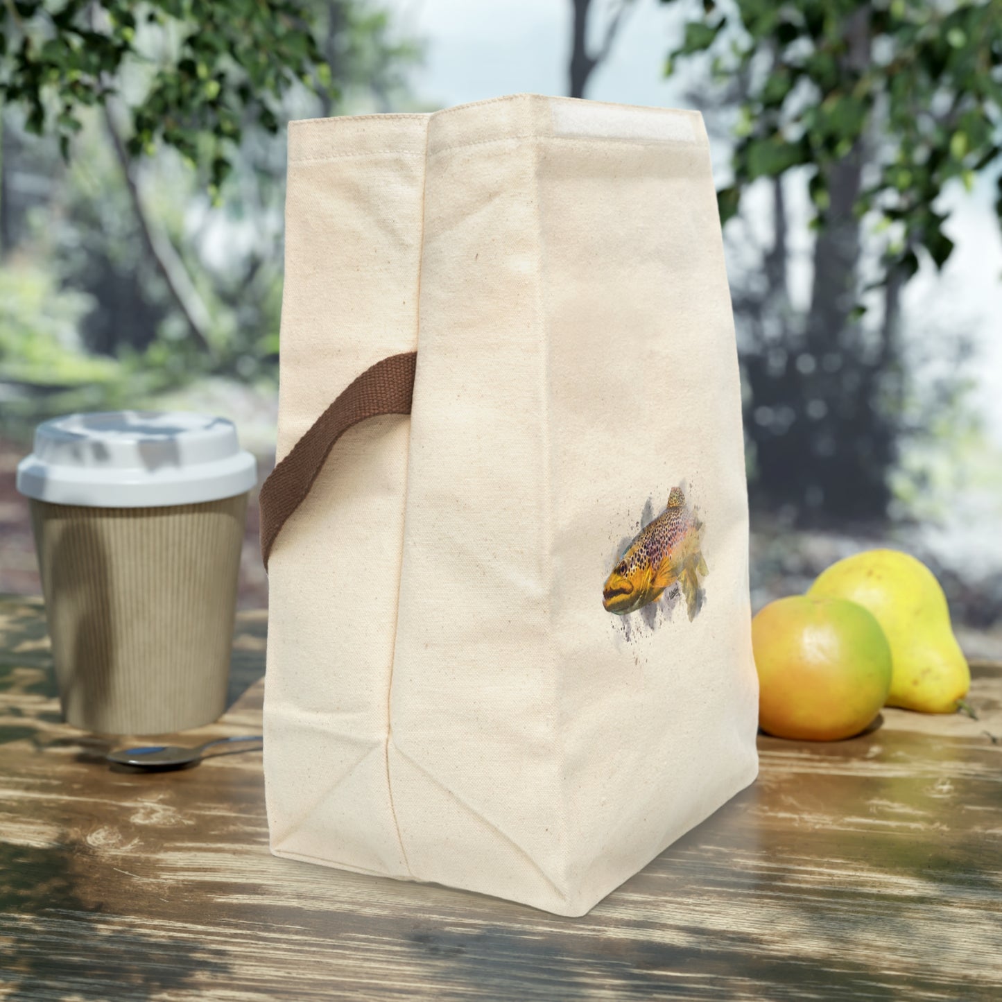 Brown Trout Canvas Lunch Bag With Strap