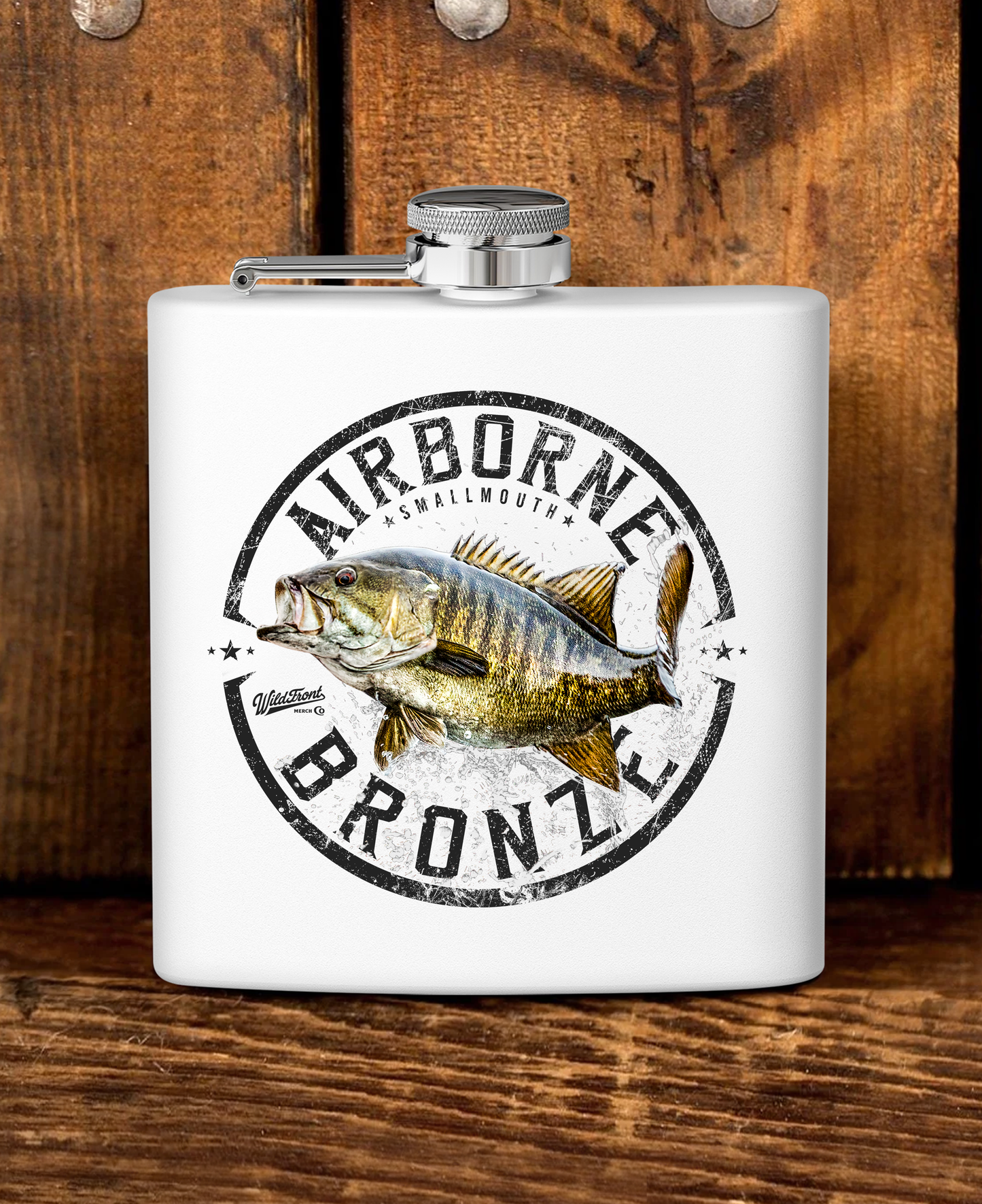Airborne Bronze Smallmouth Bass Flask