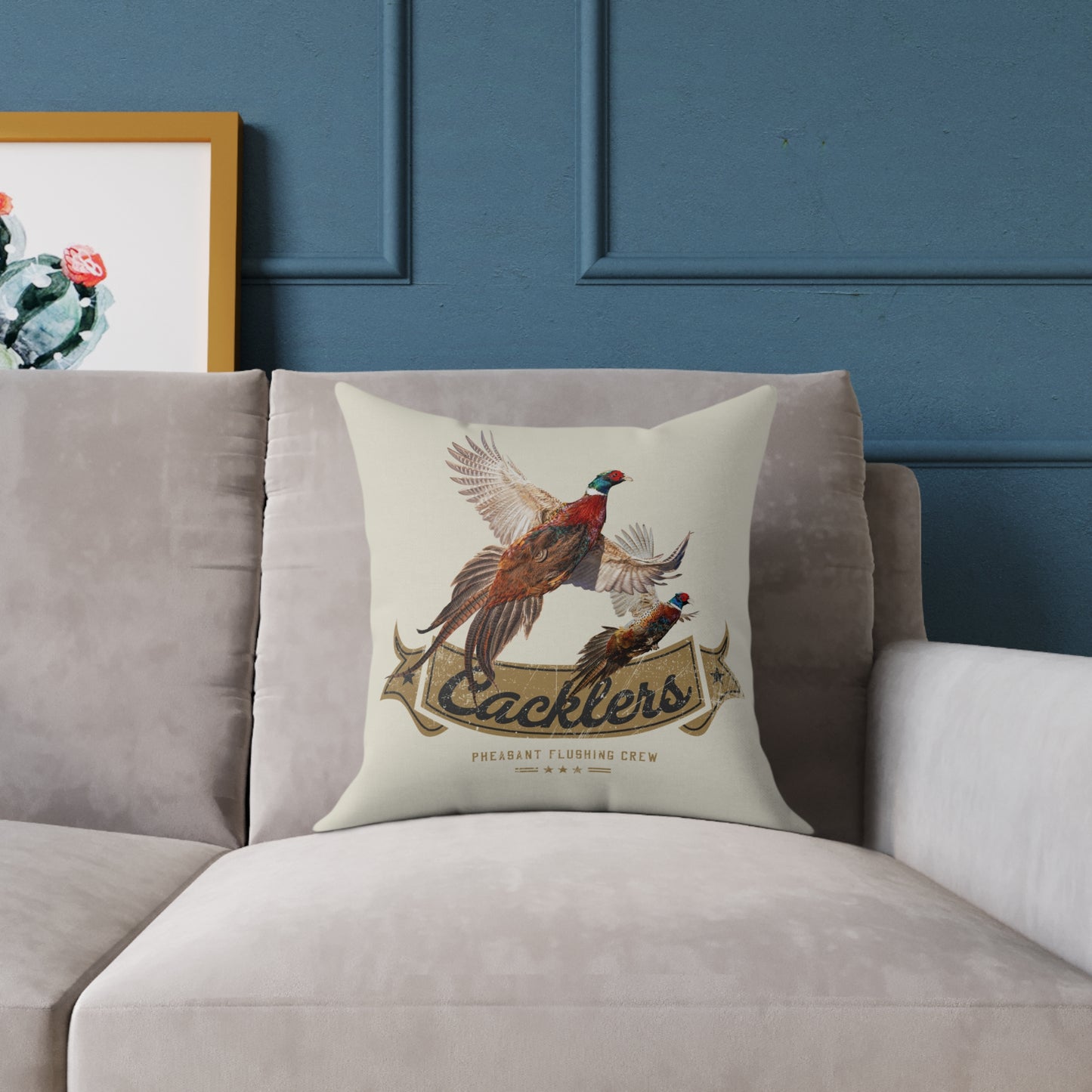 Cackling Pheasants Square Throw Pillow