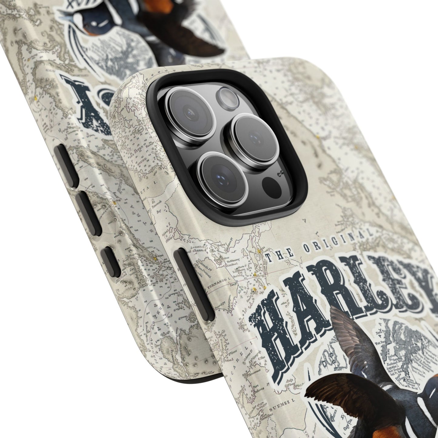 Harlequin Duck Vintage Map-Tough Phone Case