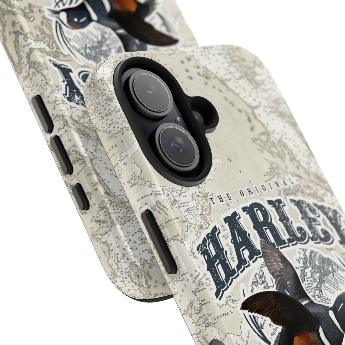 Harlequin Duck Vintage Map-Tough Phone Case