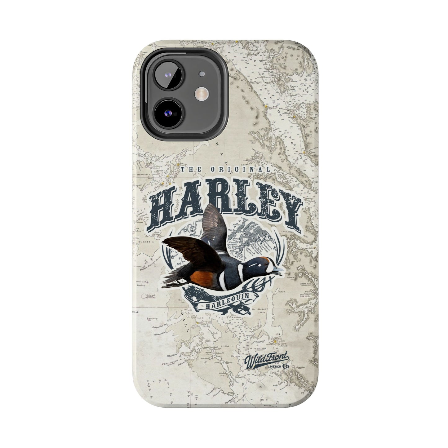 Harlequin Duck Vintage Map-Tough Phone Case