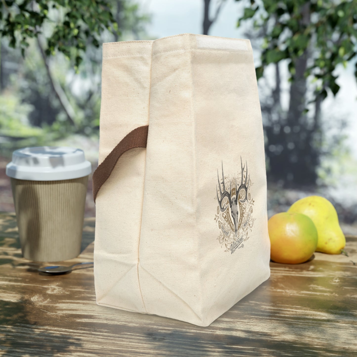 WildFront Merch Whitetail Skull Canvas Lunch Bag With Strap