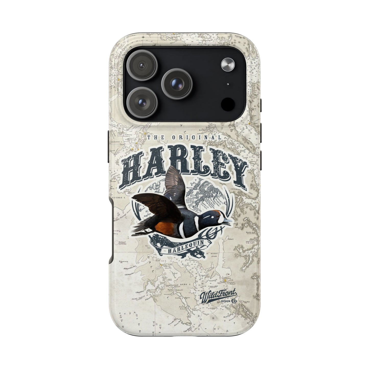 Harlequin Duck Vintage Map-Tough Phone Case