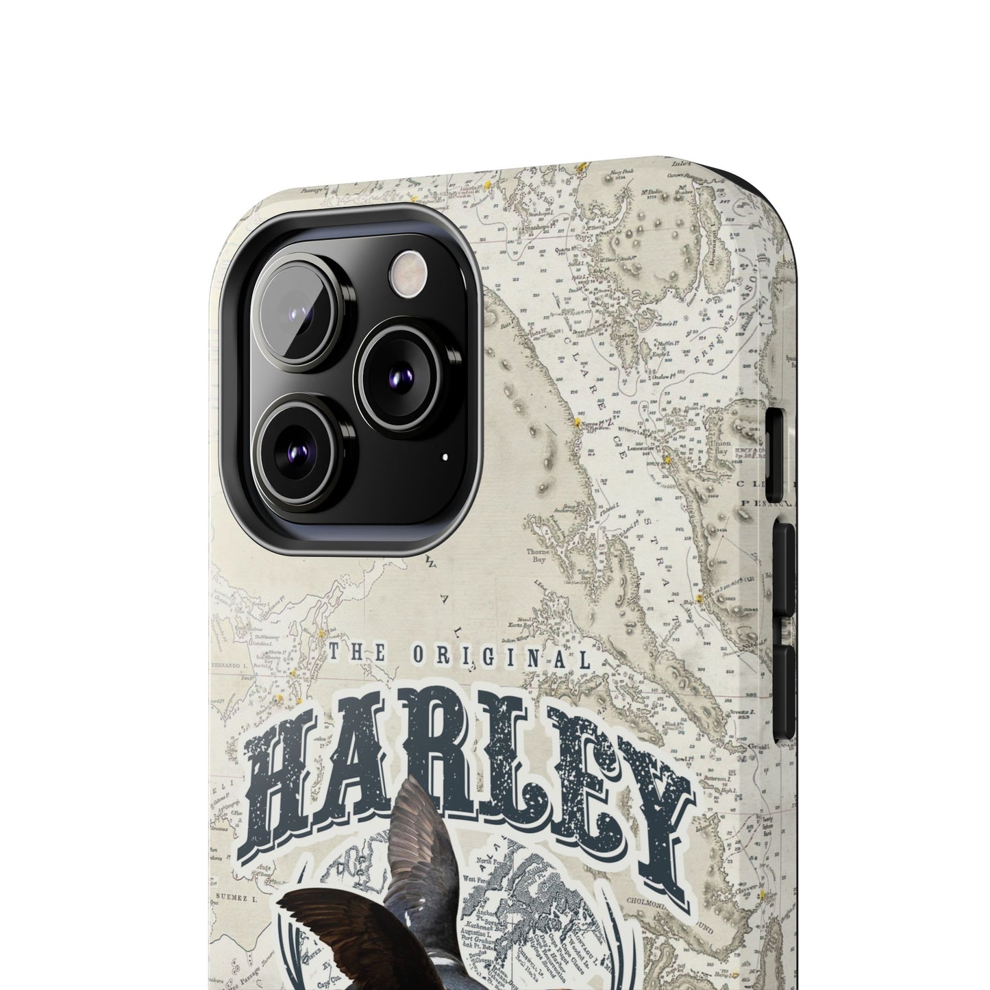 Harlequin Duck Vintage Map-Tough Phone Case