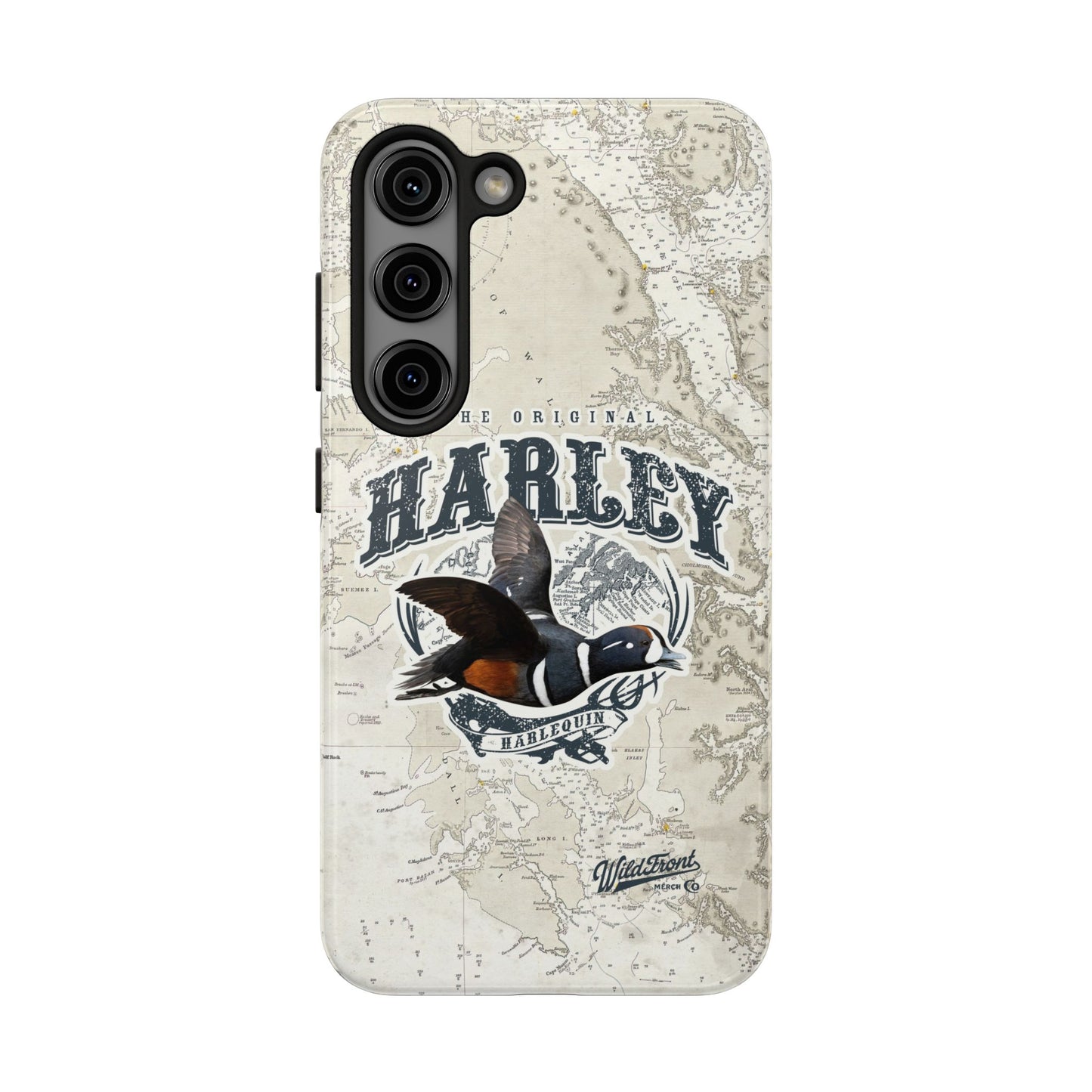 Harlequin Duck Vintage Map-Tough Phone Case