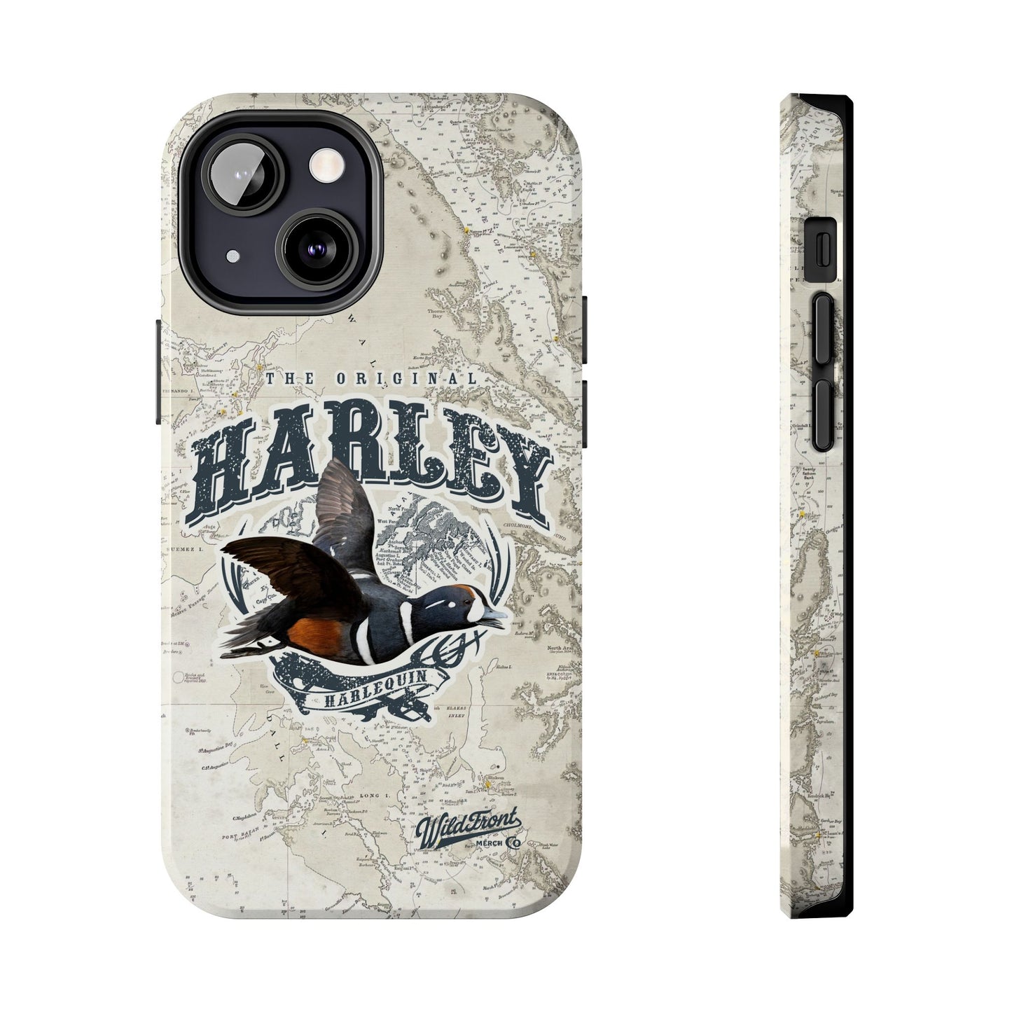 Harlequin Duck Vintage Map-Tough Phone Case