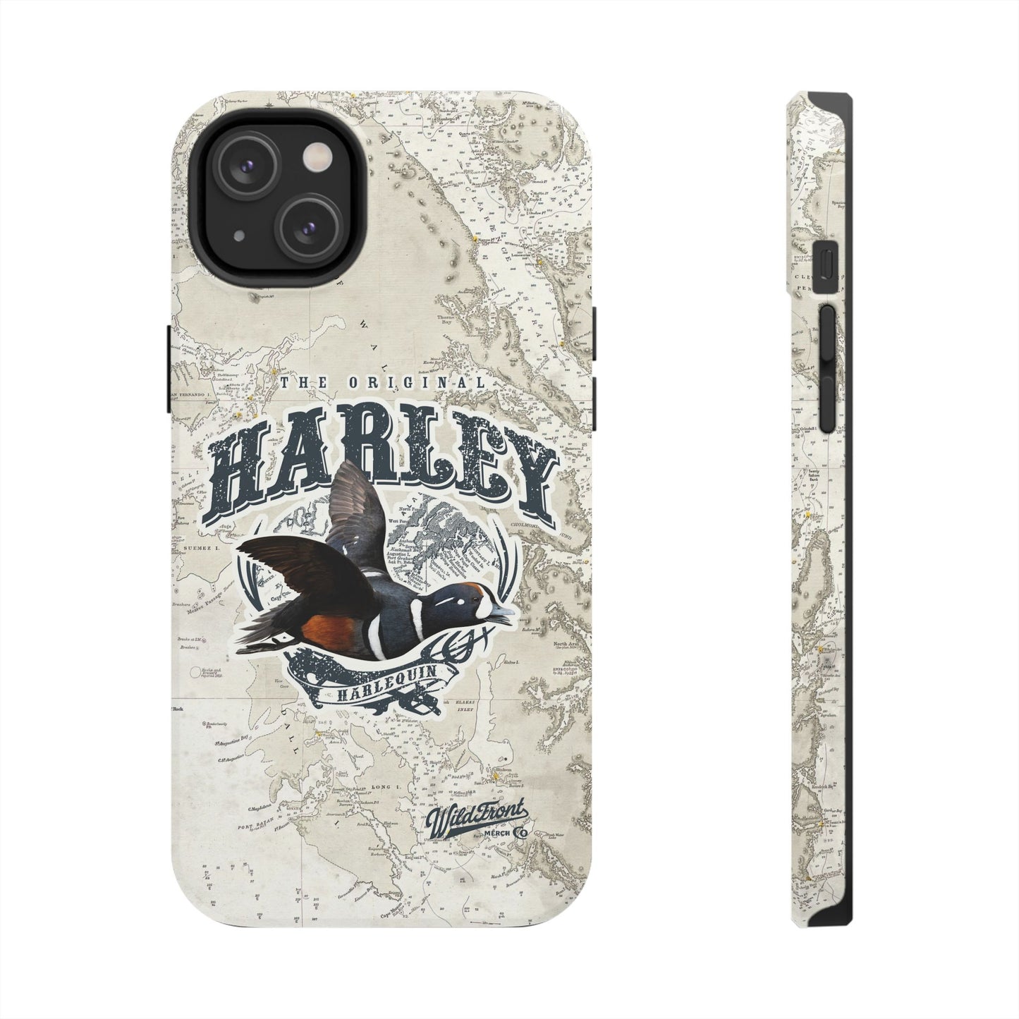 Harlequin Duck Vintage Map-Tough Phone Case