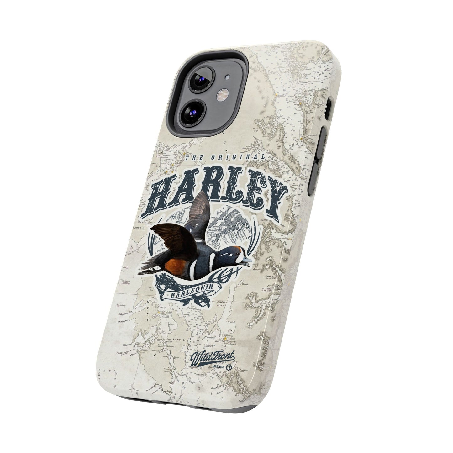 Harlequin Duck Vintage Map-Tough Phone Case