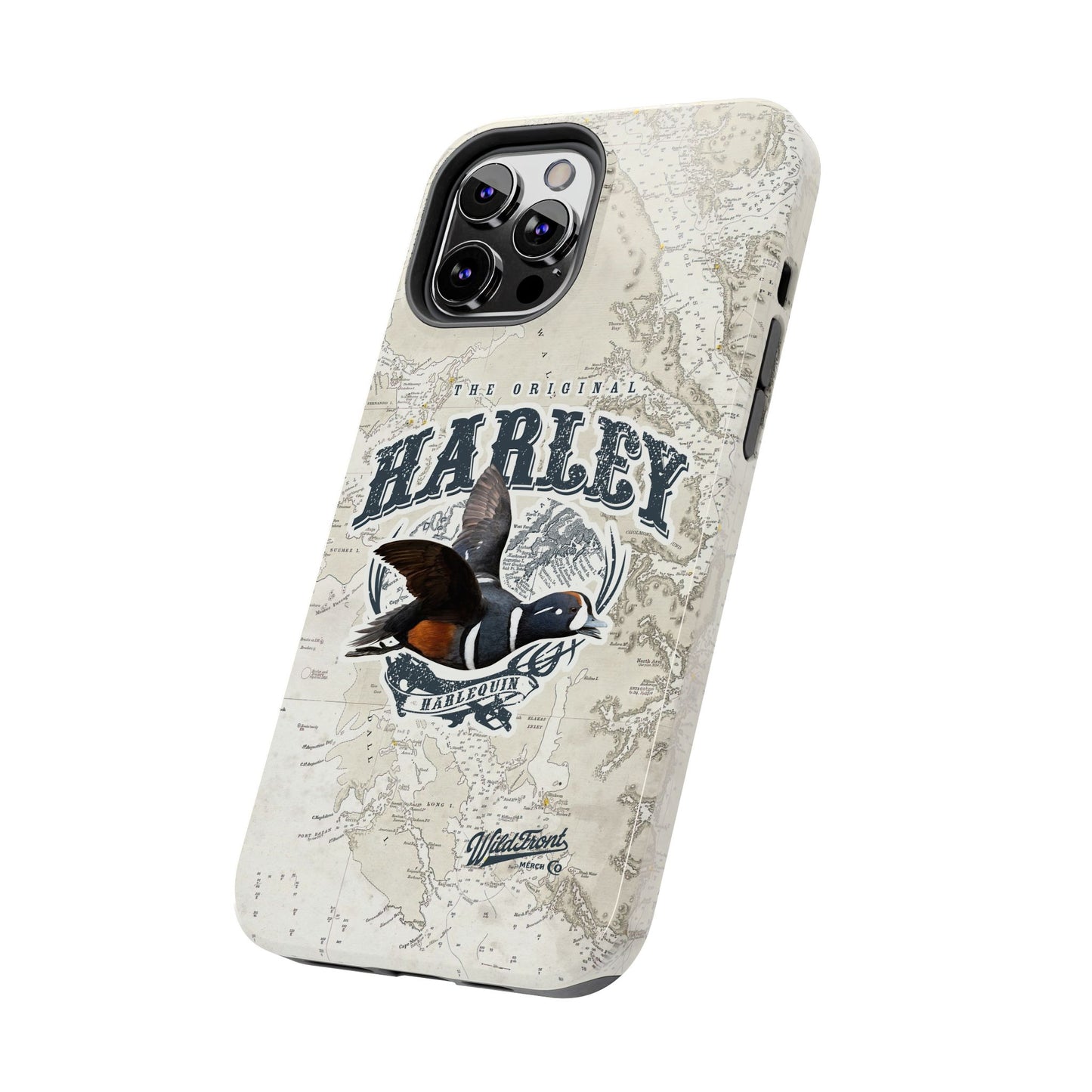 Harlequin Duck Vintage Map-Tough Phone Case