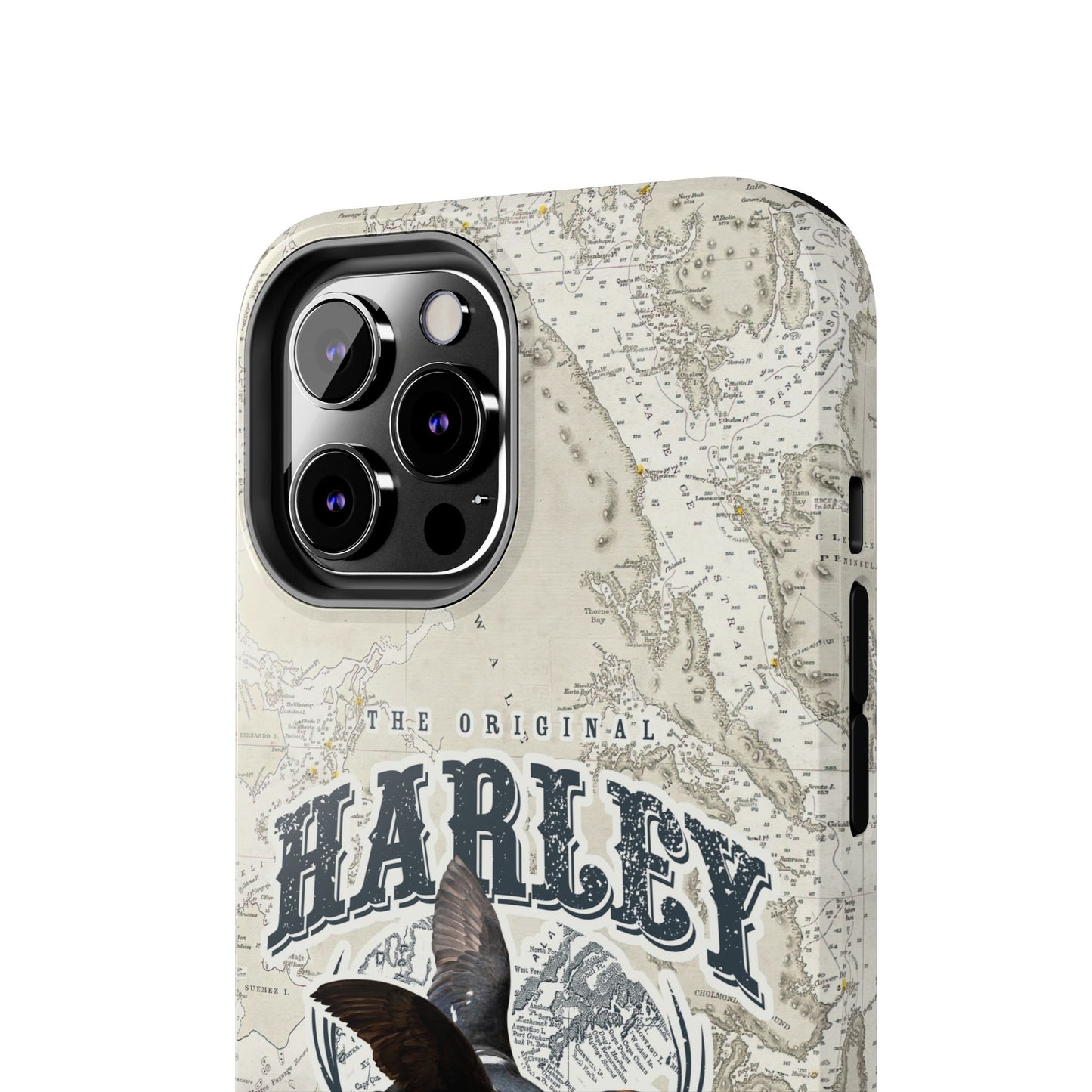 Harlequin Duck Vintage Map-Tough Phone Case