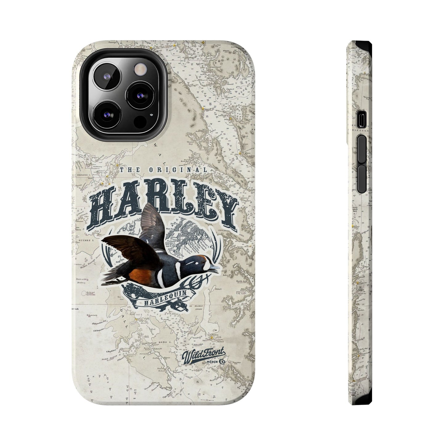 Harlequin Duck Vintage Map-Tough Phone Case