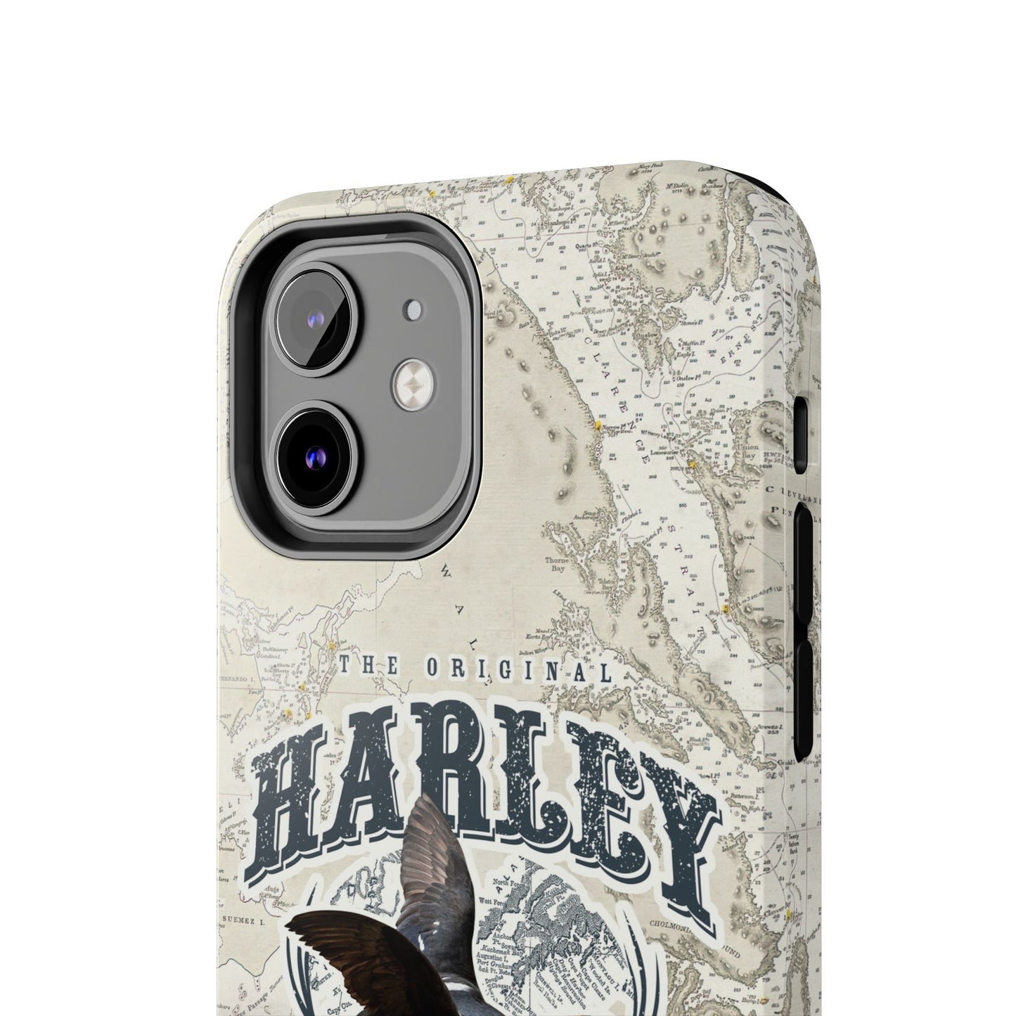 Harlequin Duck Vintage Map-Tough Phone Case