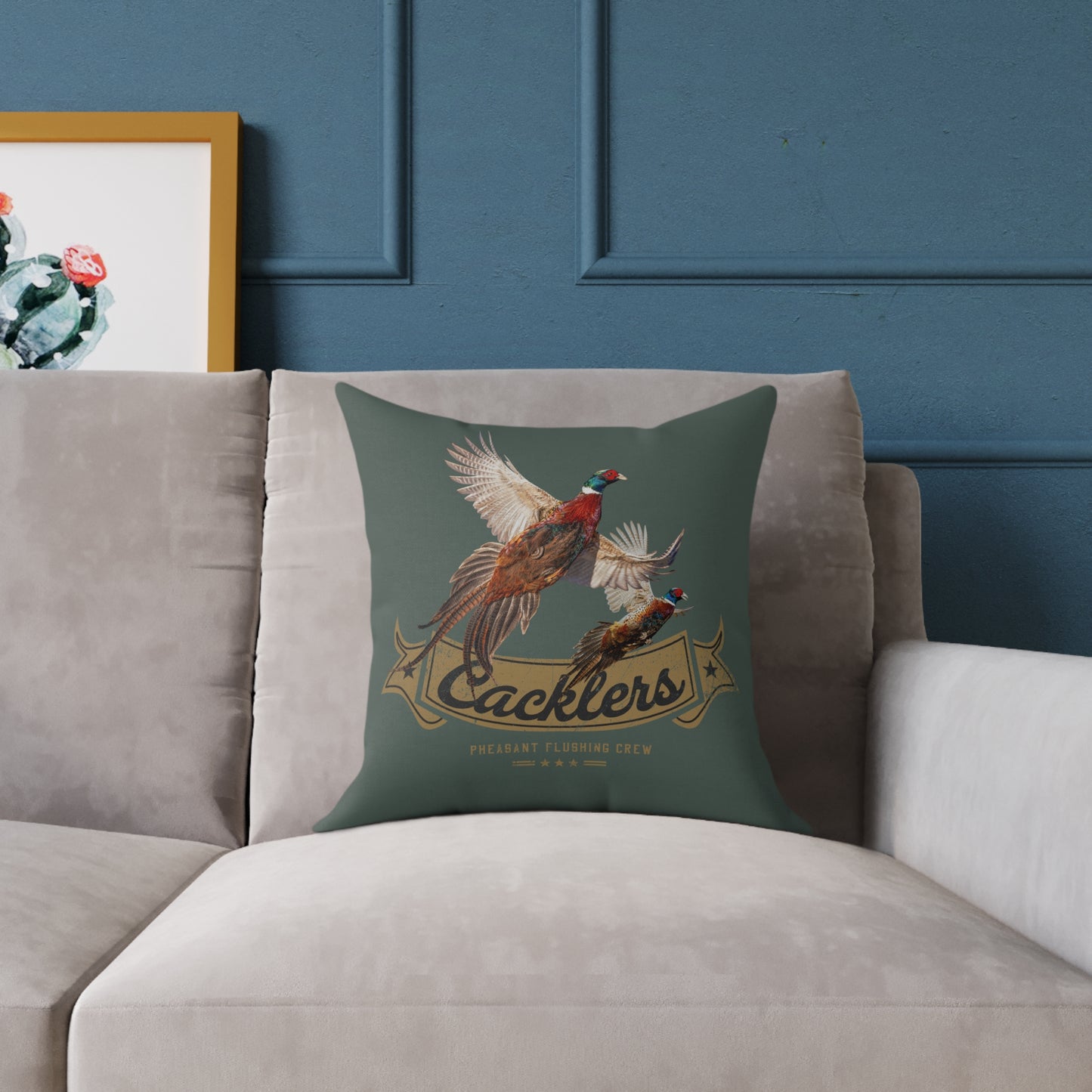 Cackling Pheasant Square Canvas Pillow
