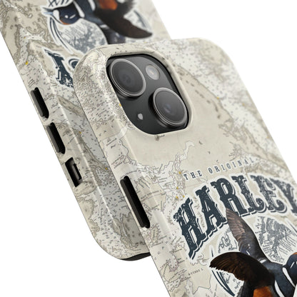 Harlequin Duck Vintage Map-Tough Phone Case