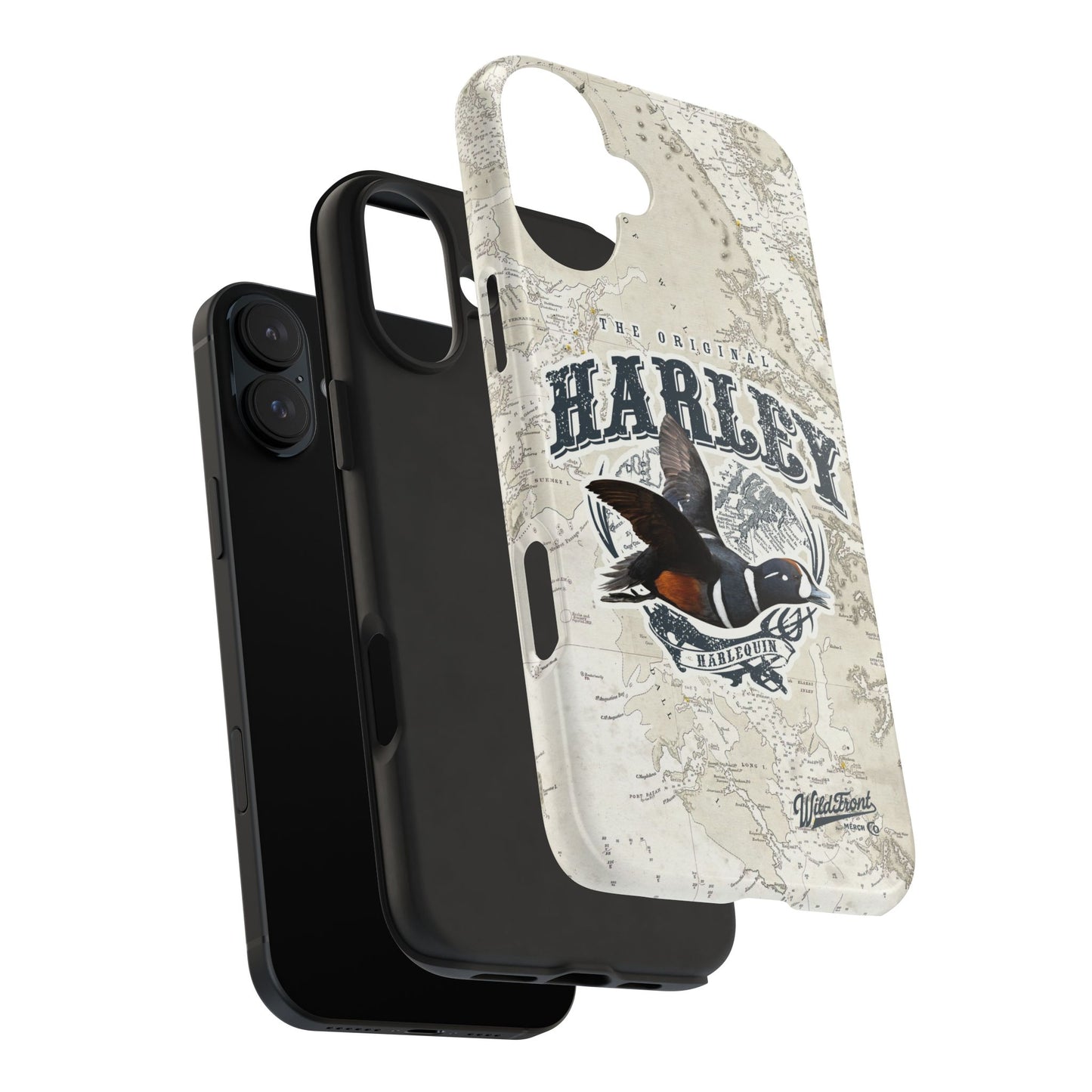 Harlequin Duck Vintage Map-Tough Phone Case