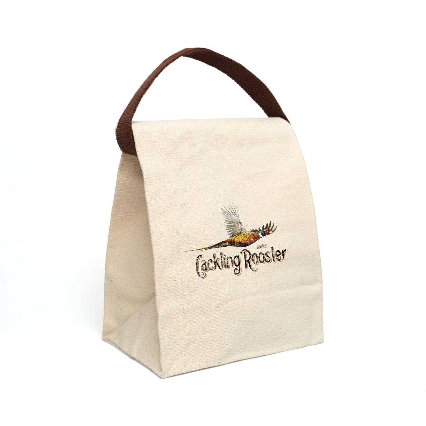 Cackling Rooster Canvas Lunch Bag With Strap