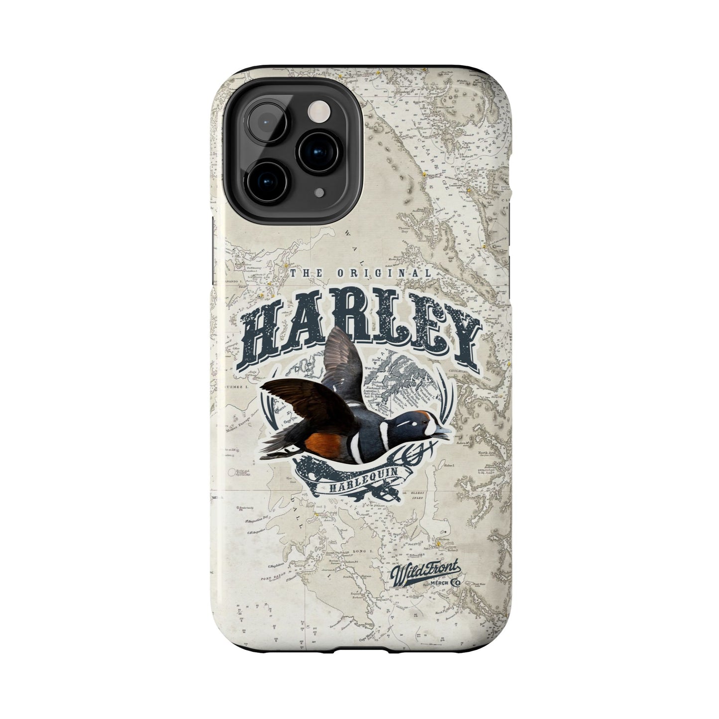 Harlequin Duck Vintage Map-Tough Phone Case