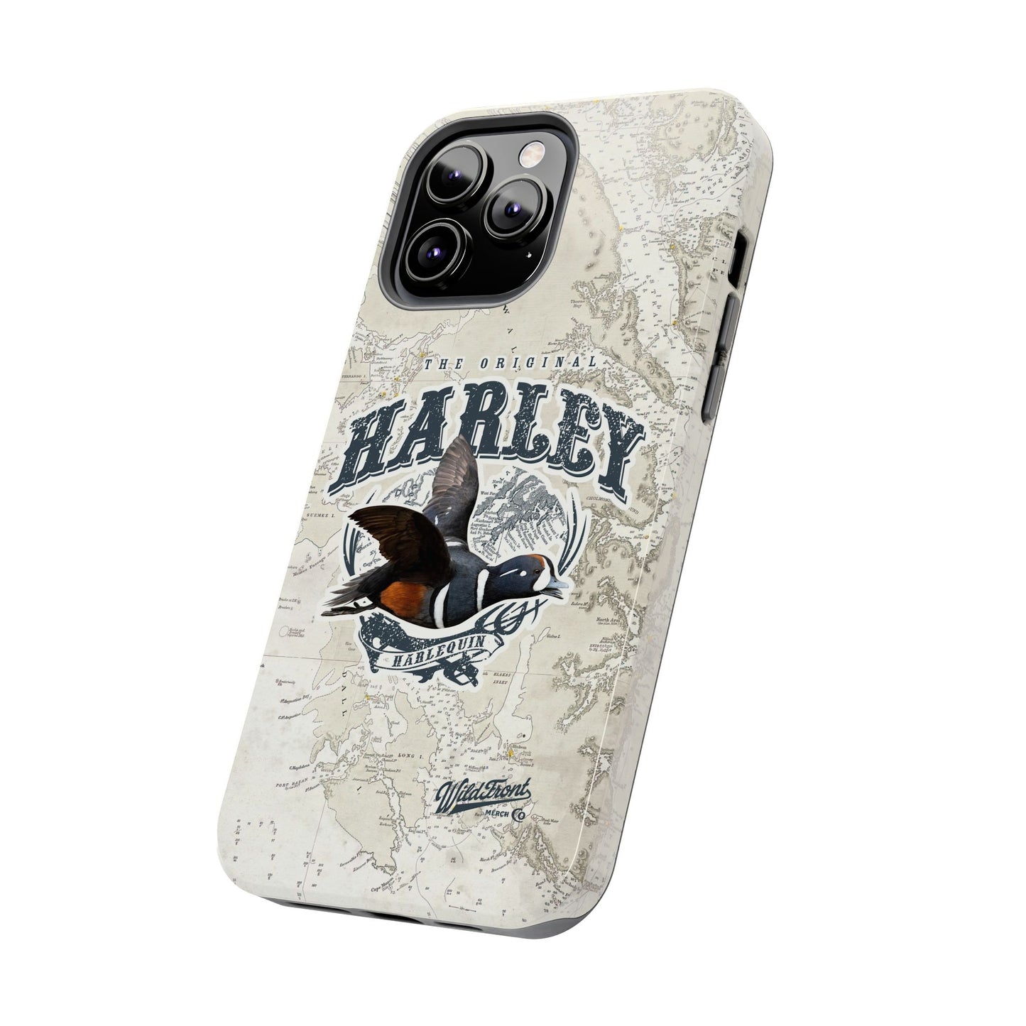 Harlequin Duck Vintage Map-Tough Phone Case
