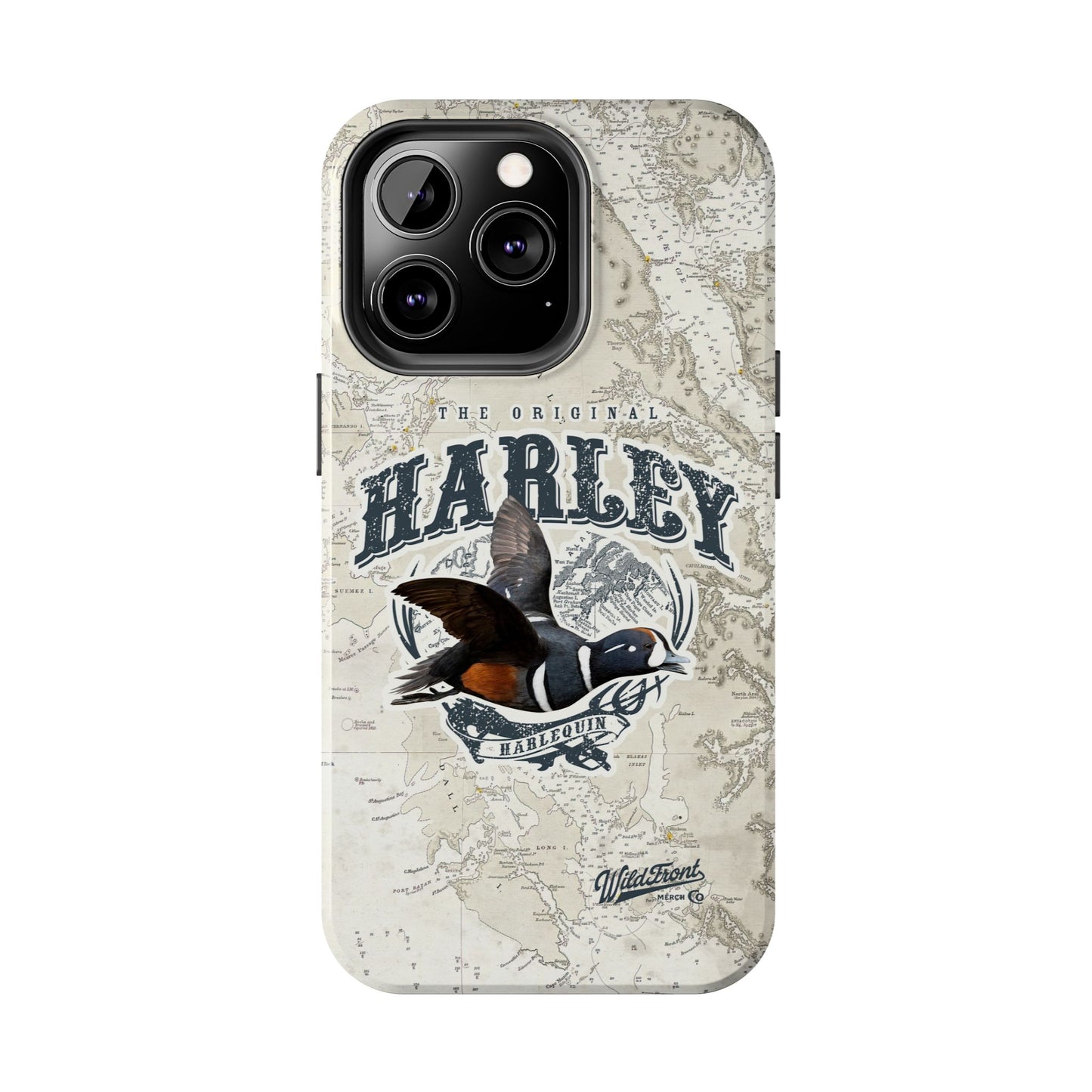 Harlequin Duck Vintage Map-Tough Phone Case