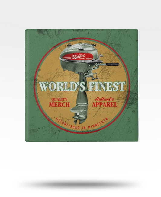 Antique Outboard Motor Ceramic Coaster — Vintage Boating Decor