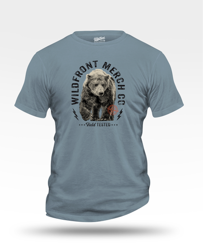 Grizzly Bear Graphic T-Shirt — Wildfront Merch Co. “Field Tested” Vintage Tee