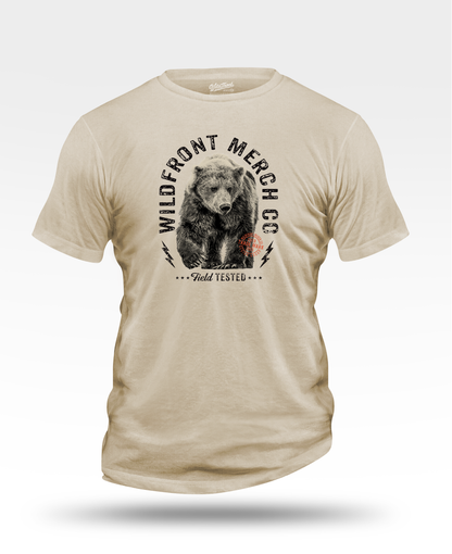 Grizzly Bear Graphic T-Shirt — Wildfront Merch Co. “Field Tested” Vintage Tee