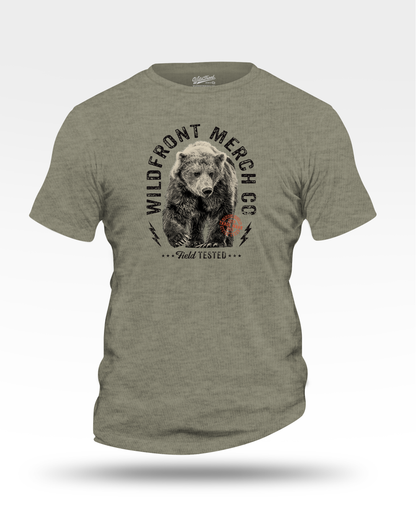 Grizzly Bear Graphic T-Shirt — Wildfront Merch Co. “Field Tested” Vintage Tee