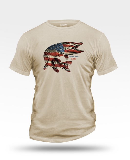 USA Flag Northern Pike T-Shirt