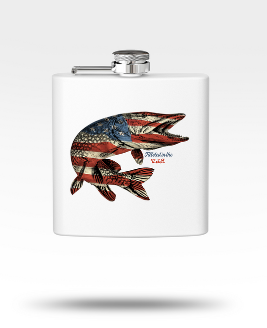USA Northern Pike Stainless Steel Flask