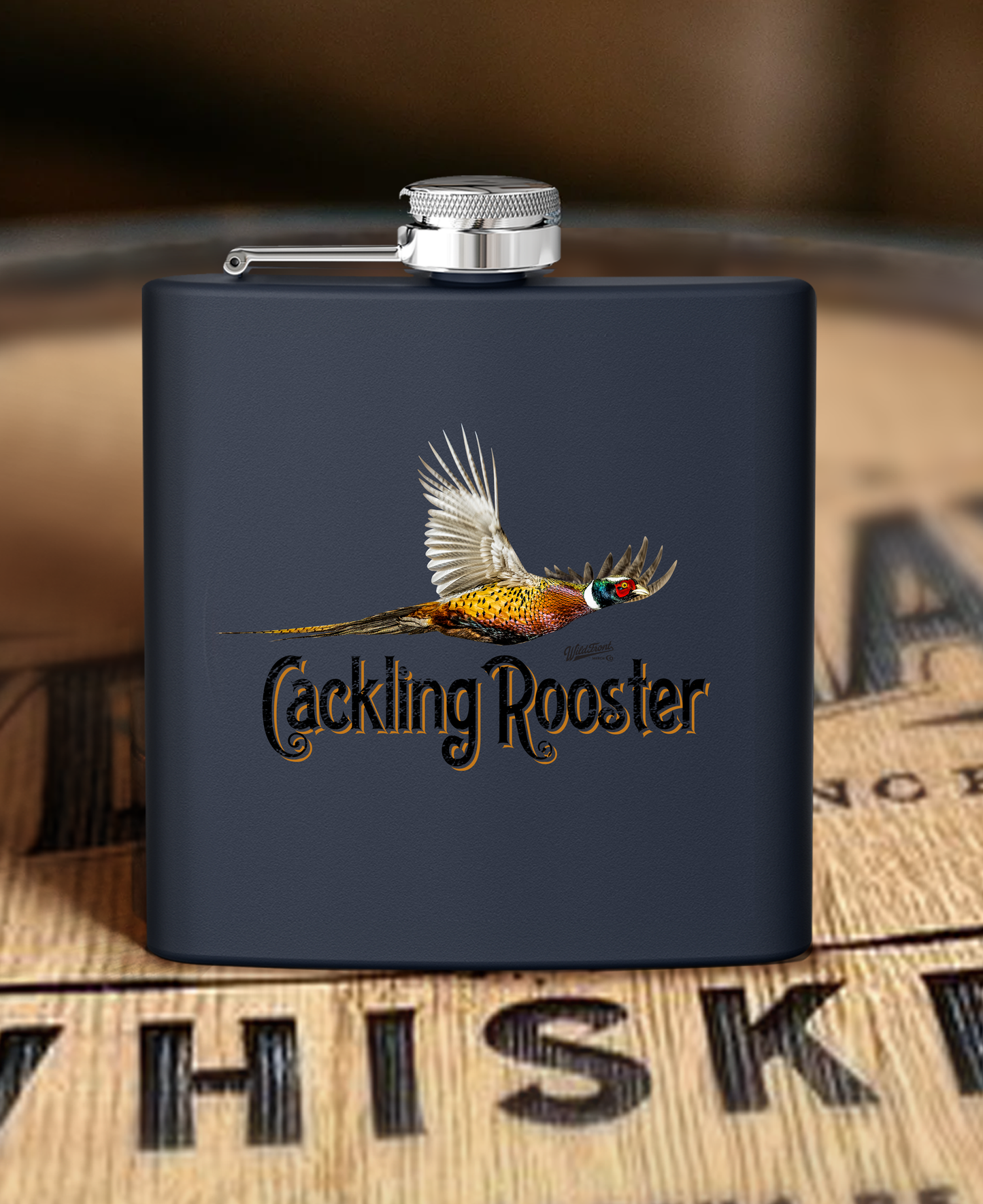 Cackling Rooster Ring-Necked Pheasant Stainless Steel Flask