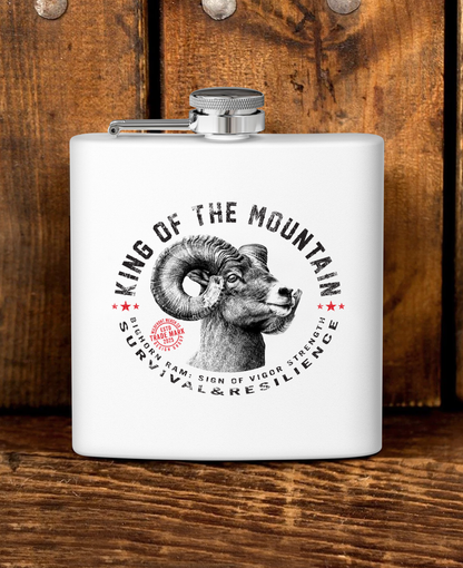 King Of The Mountain Bighorn Sheep Stainless Steel Flask