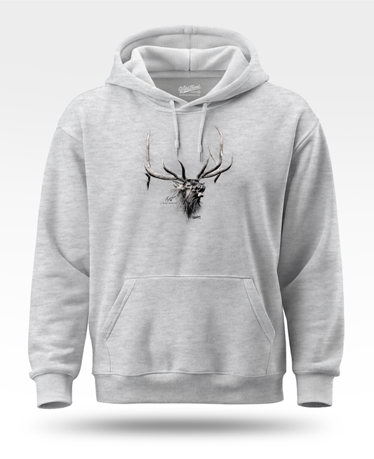 Bull Elk Drawing Hoodie