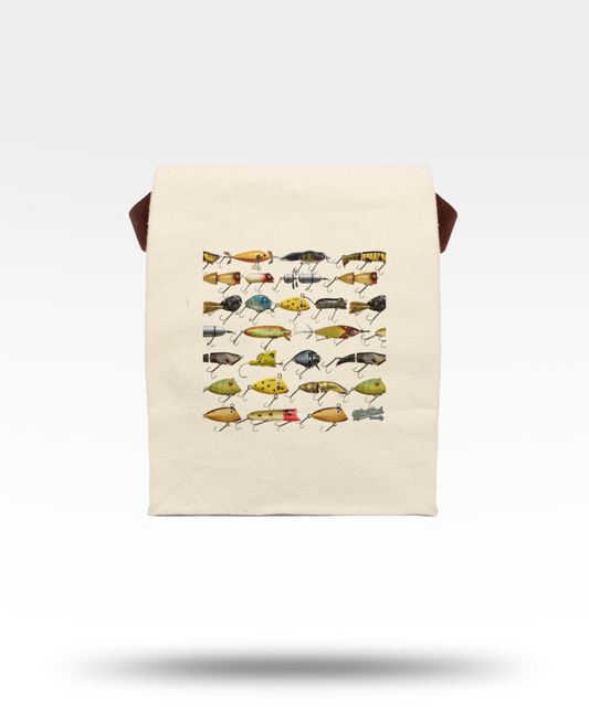 Vintage Lures Canvas Lunch Bag With Strap