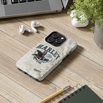 Harlequin Duck Vintage Map-Tough Phone Case