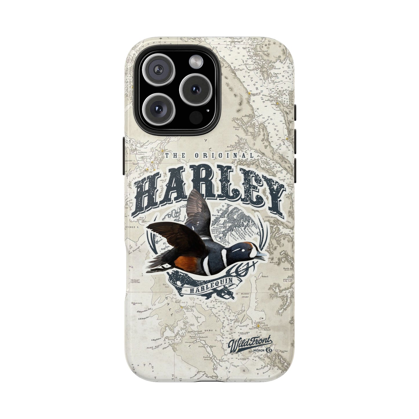 Harlequin Duck Vintage Map-Tough Phone Case