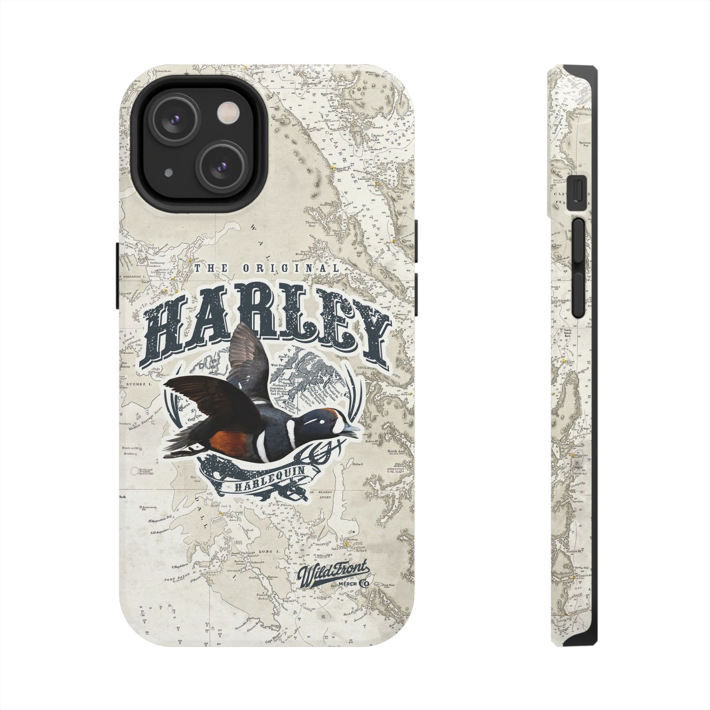 Harlequin Duck Vintage Map-Tough Phone Case