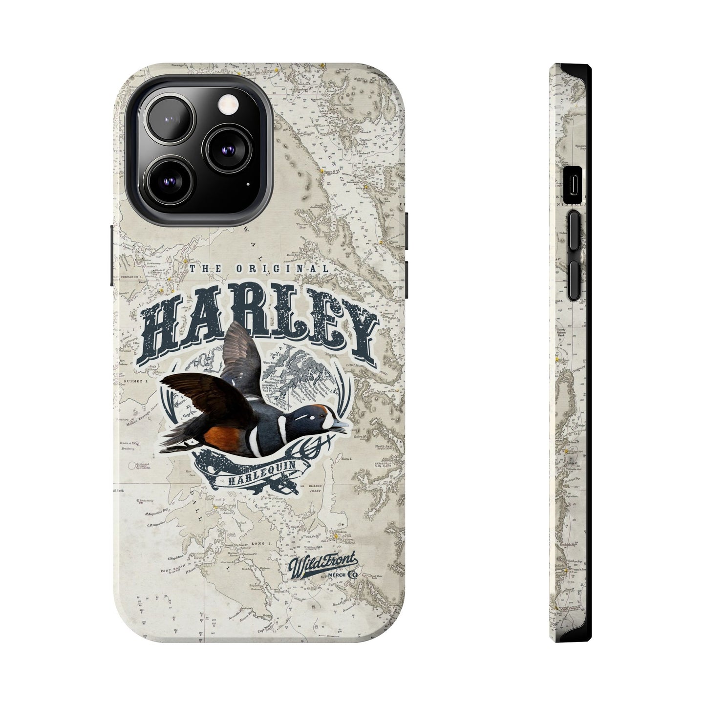 Harlequin Duck Vintage Map-Tough Phone Case