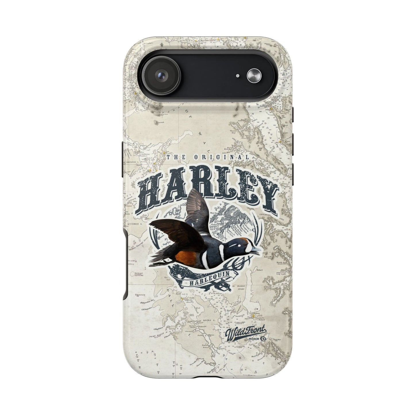 Harlequin Duck Vintage Map-Tough Phone Case