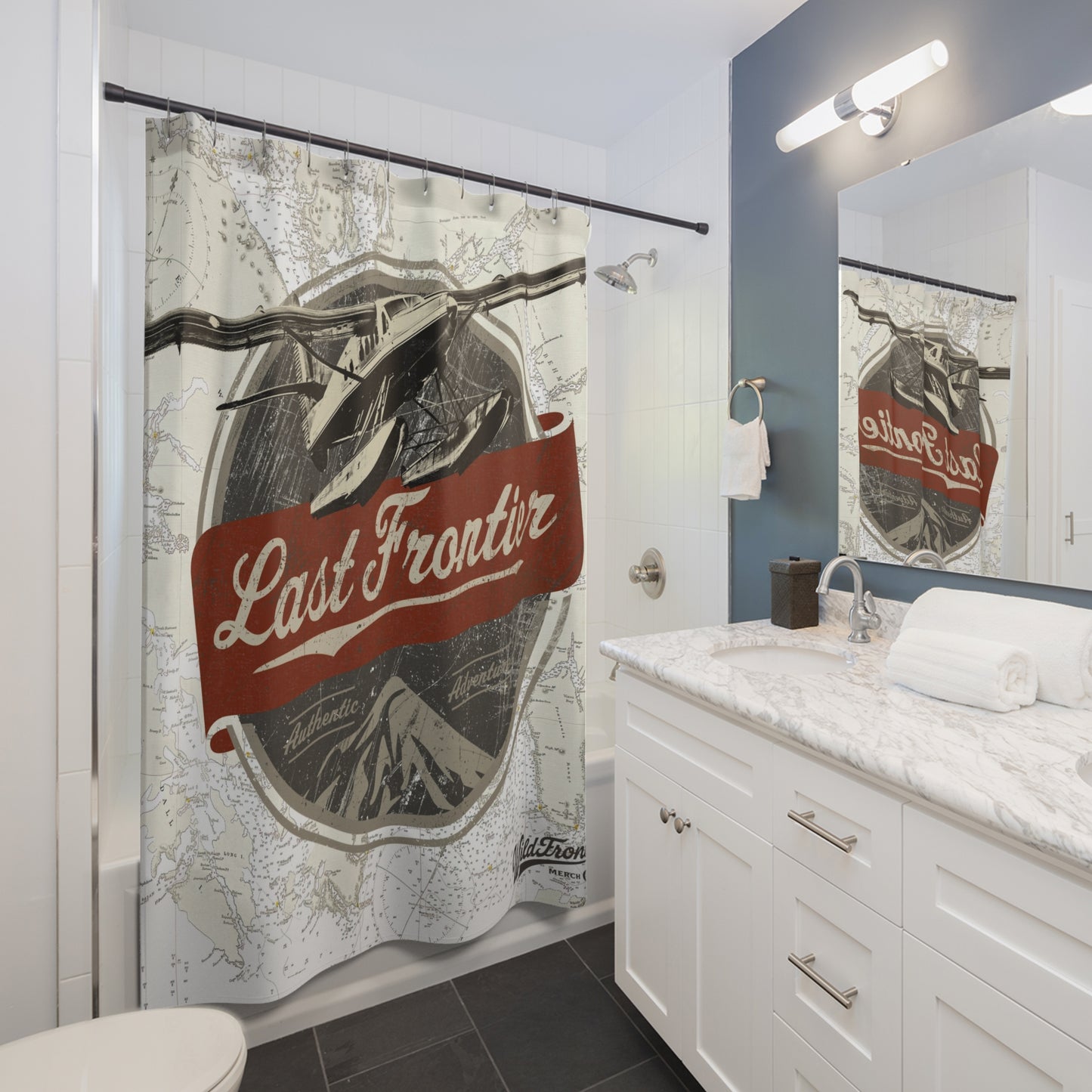 Last Frontier Vintage Plane-Shower Curtain