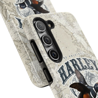 Harlequin Duck Vintage Map-Tough Phone Case