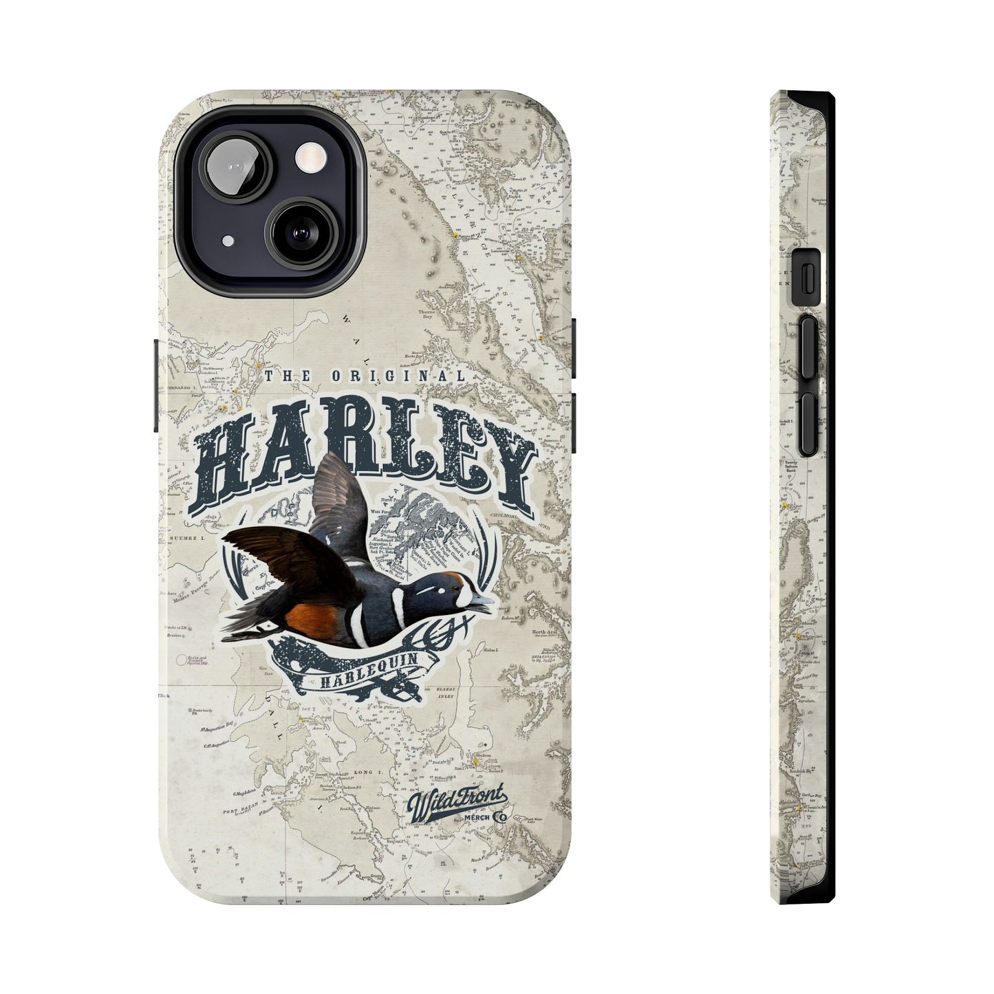Harlequin Duck Vintage Map-Tough Phone Case