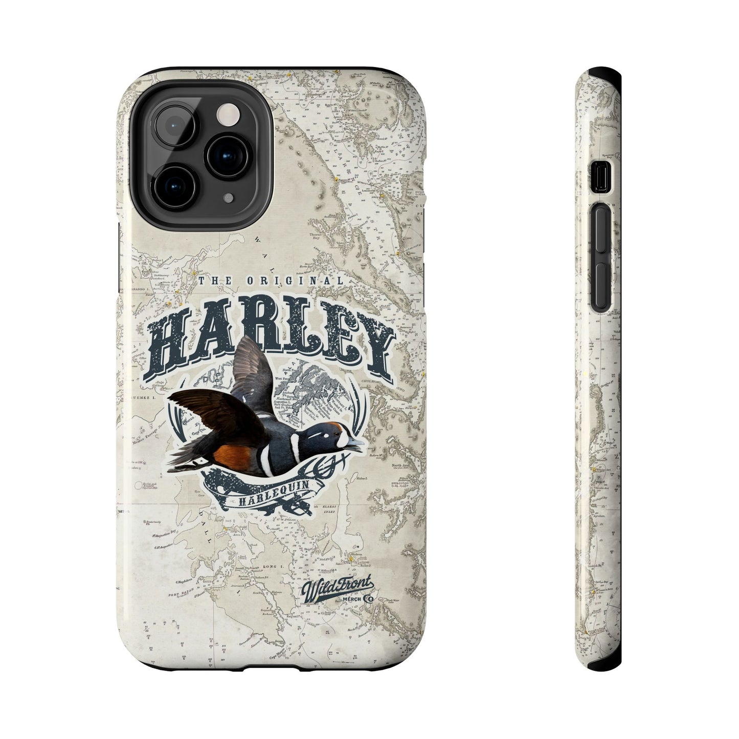 Harlequin Duck Vintage Map-Tough Phone Case