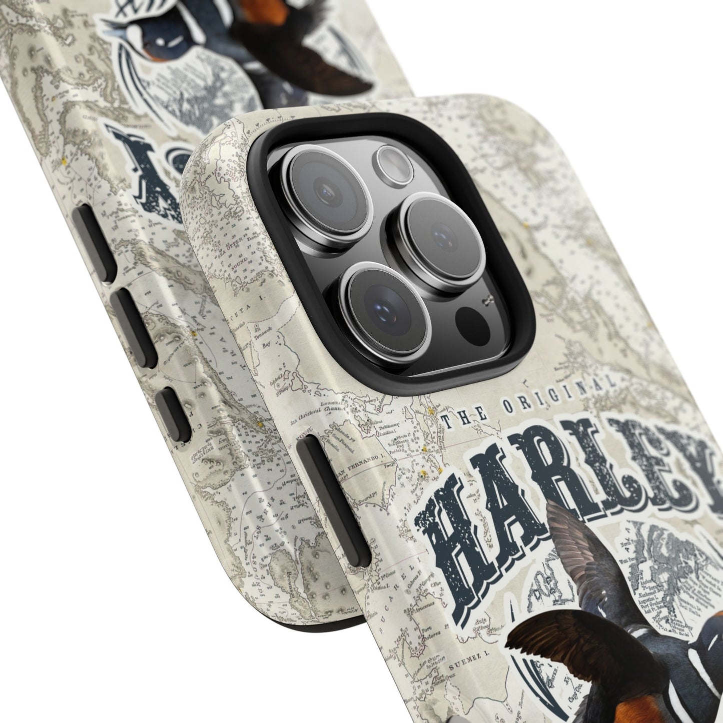 Harlequin Duck Vintage Map-Tough Phone Case