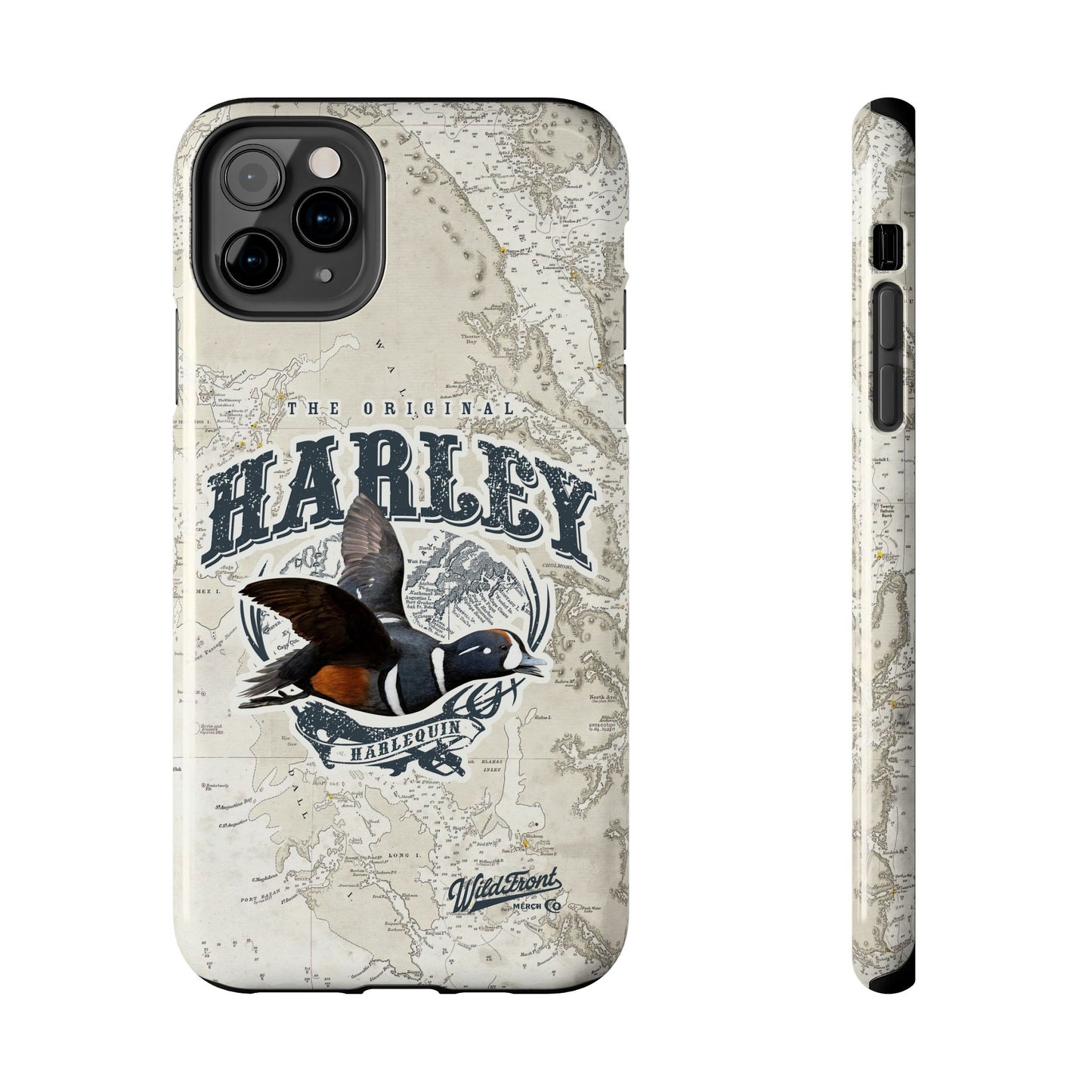 Harlequin Duck Vintage Map-Tough Phone Case