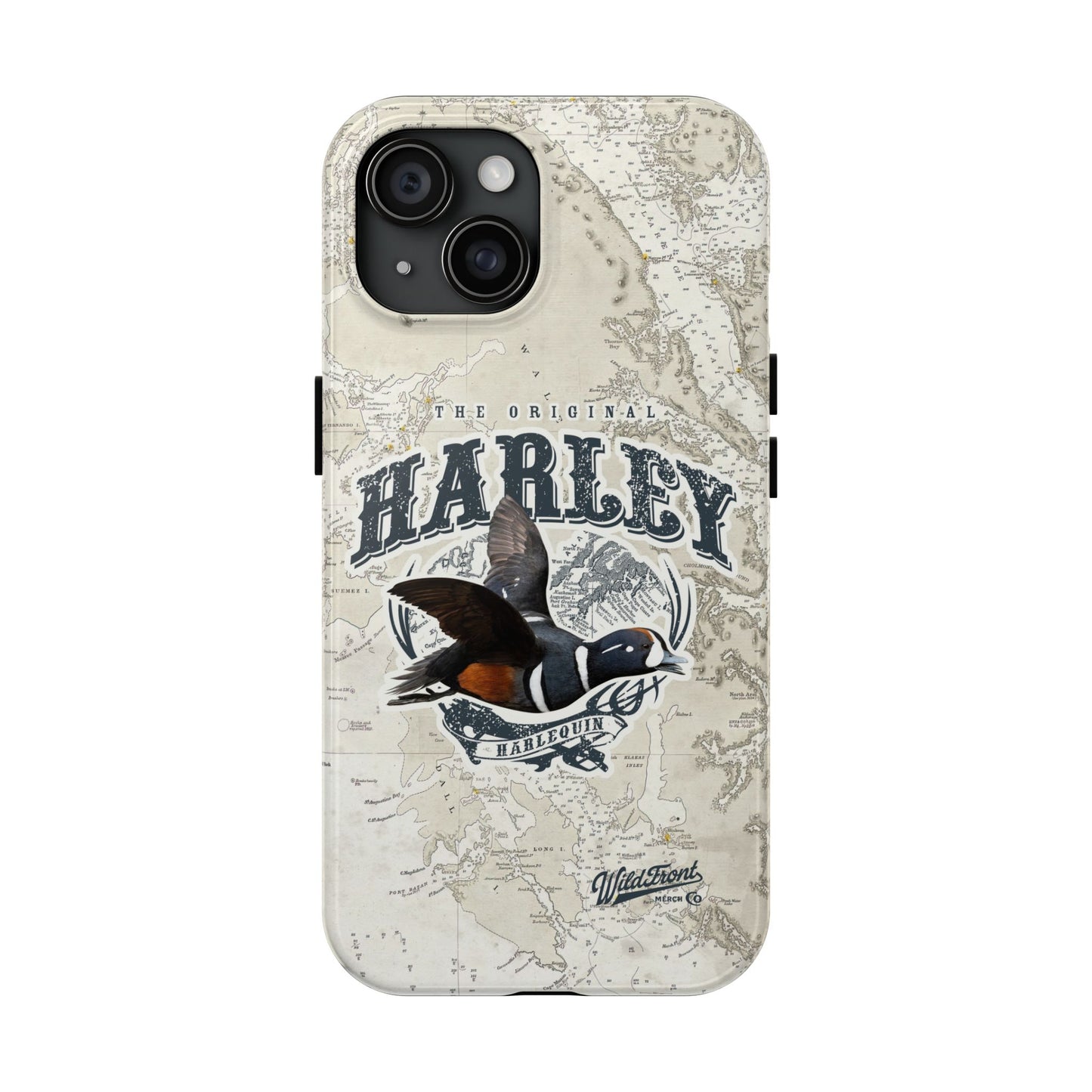 Harlequin Duck Vintage Map-Tough Phone Case