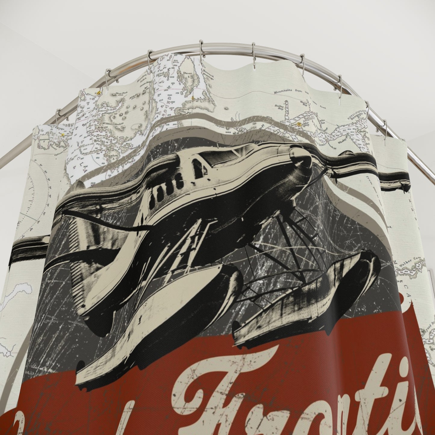 Last Frontier Vintage Plane-Shower Curtain