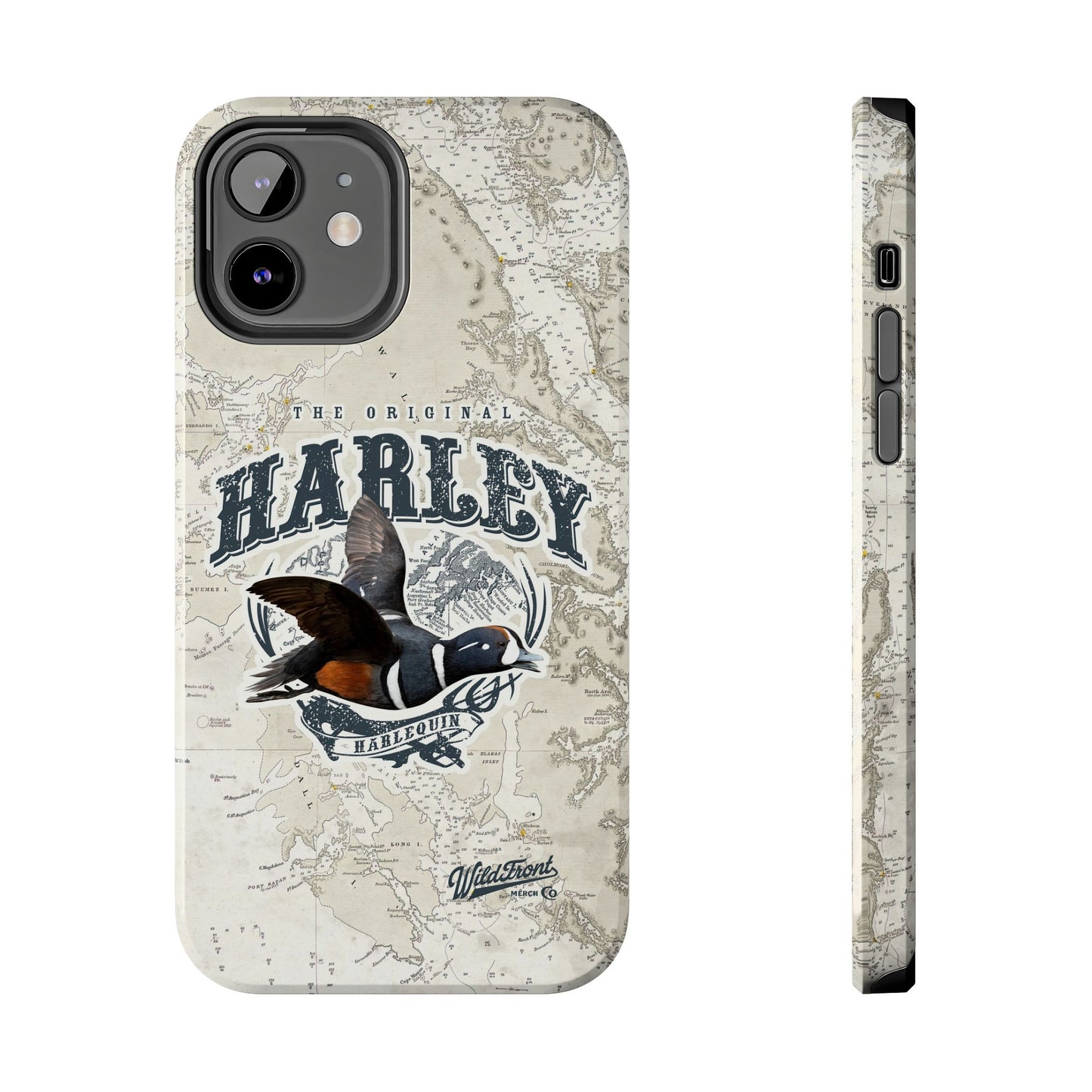 Harlequin Duck Vintage Map-Tough Phone Case
