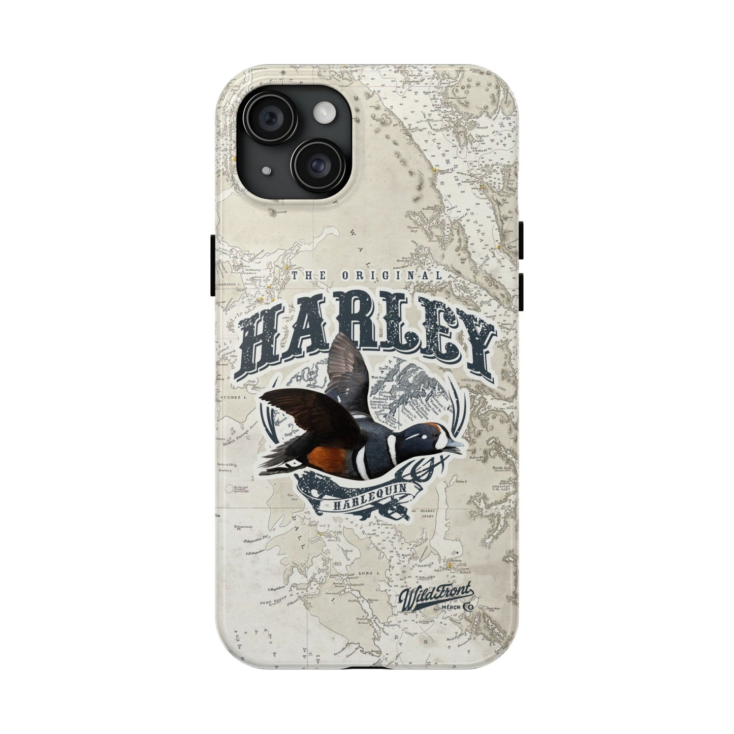 Harlequin Duck Vintage Map-Tough Phone Case